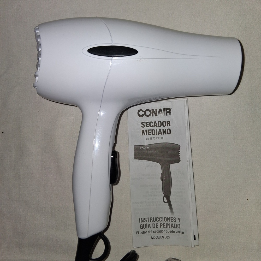 Conair 1875 Watt Compact Hair‎ Dryer Secador Mediano Dual Voltage White